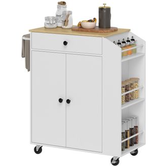 OEM Isla De Cocina Con 2 Puertas Caj&oacute;n Especiero De 3 Niveles Toallero Y Estante Ajustable 82x38x86,5 Cm Blanco