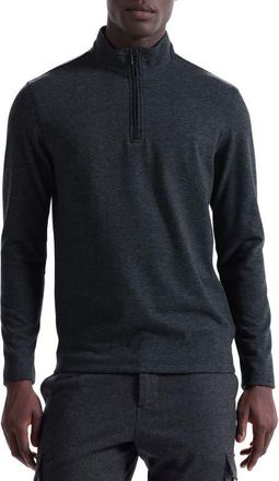 Bugatchi Houndstooth Patern Quarter Zip Top in Black at Nordstrom, Size Xx-Large