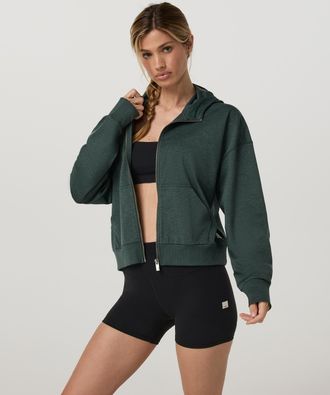 Vuori Clothing Halo Modern Full Zip Hoodie | Hemlock Heather | XS, Size Extra Small