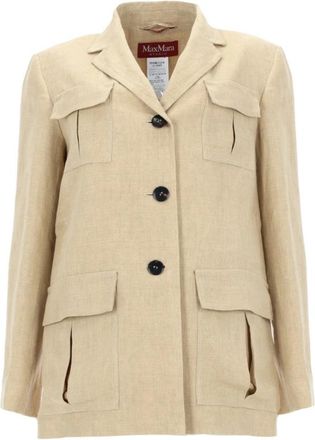 Max Mara Geknoopte Jas - Dames - Zomerjassen - Beige - M - Linnen - Jassen