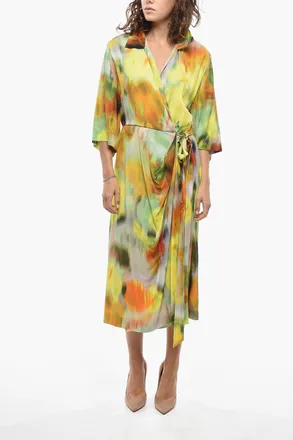 Dries Van Noten Midi Wrap Shirt Dress With Ombre Effect Dries Van Noten