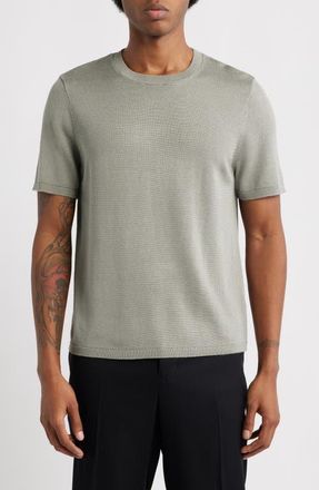 Open Edit Short Sleeve Crewneck Sweater in Green Chaparral at Nordstrom, Size Xx-Large