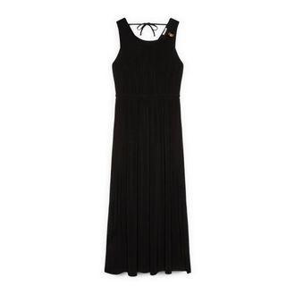 Fiorella Rubino Lange jersey jurk met rugdecollet&eacute; - Dames - Avondkleed - Zwart - XS - Polyester - Kleedjes