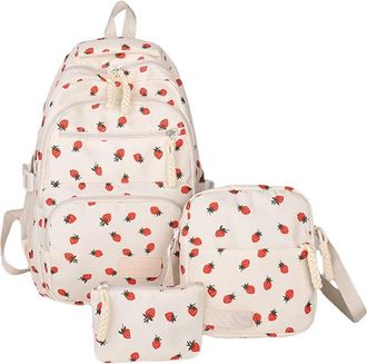 Generic Bow Backpack For Women Aesthetic Nylon Rucksack Cute Kawaii Backpack Set With Bow Pattern Backpacks for Teens (B, One Size)