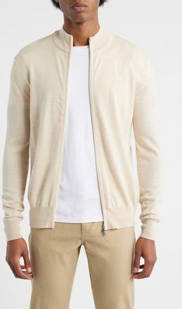 Aur&eacute;lien Cashwool Full Zip Sweater in Light Beige at Nordstrom, Size Xx-Large