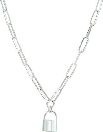 Candela Jewelry Lock Pendant Paperclip Chain Necklace in Silver at Nordstrom Rack