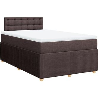 vidaXL Cama Box Spring Con Colch&oacute;n Tela Marr&oacute;n Oscuro 120x190 Cm Vidaxl