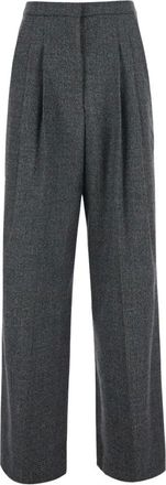 Pantaloni Torino Broeken, Dames, Grijs, XS, Wol, Dubbele Plooi Wol Pantalon