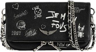 Zadig&Voltaire Rock Nano Arty Tag Leather Crossbody Bag in Black at Nordstrom