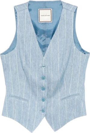Tagliatore linen vest - women - Linen/Flax - 44 - Blue