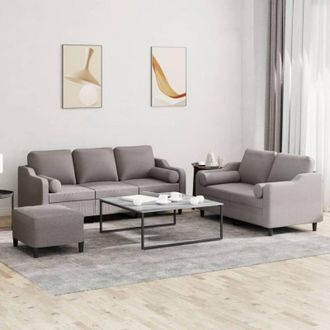 vidaXL Vidaxl - Juego De Sof&aacute;s Con Cojines 3 Piezas Tela Gris Taupe
