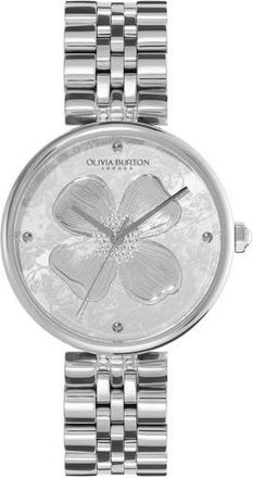 Olivia Burton Dogwood T-Bar Bracelet Watch, 36mm in Silver White at Nordstrom Rack