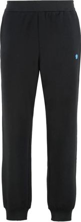 Versace Katoenen trainingsbroek met geribbelde boorden - Heren - Sweatpants - Zwart - S - Katoen - Broeken