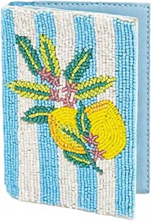 America & Beyond Womens Limoncello Stripe Passport Cover In Teal Lemons