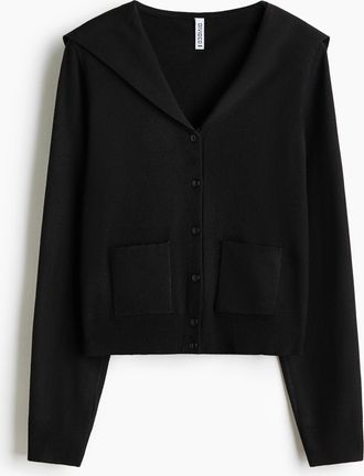 H&M Cardigan mit Kragen - Schwarz