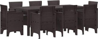 vidaXL Conjunto De Comedor De Jard&iacute;n 9 Pcs Marr&oacute;n Ratan Polt Vidaxl