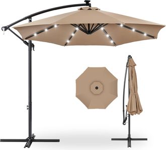 Best Choice Products 10ft Solar LED Offset Hanging Outdoor Market Patio Umbrella w/ Adjustable Tilt