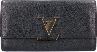 Louis Vuitton Black Fuchsia Pink Leather Long Wallet (Bi-Fold) (Pre-Owned)