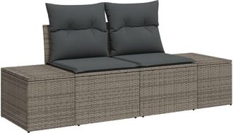 vidaXL Garden Sofa with Cushion Grey 123 x 62 x 69cm Poly Rattan Vidaxl