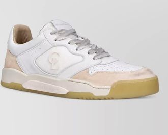 Christian Louboutin leather paneled lace-up sneakers