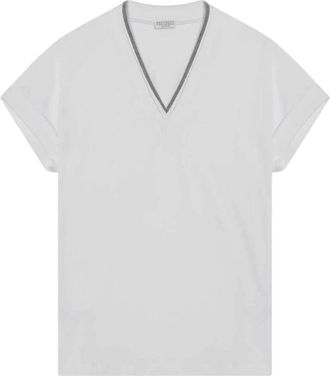 Brunello Cucinelli Witte T-shirt en Polo Collectie - Dames - T-shirts - Wit - L - Tops