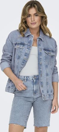 Only Jeansjacke »ONLOCEAN - Jeansjacke mit Knopfleiste und Bündchen« oversized fit, modisch, Denim, Baumwolle, Kragen