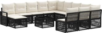 vidaXL Conjunto De Sof&aacute;s De Jard&iacute;n 13 Uds. Negro Rat&aacute;n Sint&eacute;tico Vidaxl