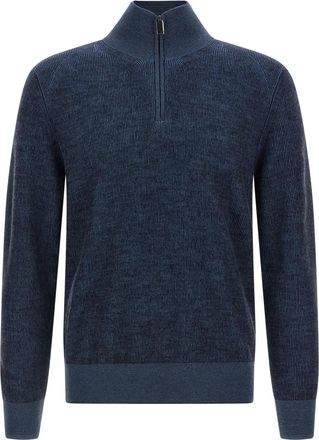 Brioni Blue Half zip sweater