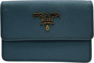 Prada Blue Leather Card Wallet (Pre-Owned)
