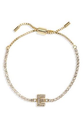 BaubleBar Initial Tennis Slider Bracelet in Gold E at Nordstrom Rack
