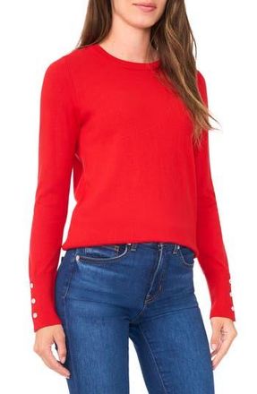 Halogen Button Cuff Cotton Blend Sweater in Classic Cherry at Nordstrom Rack, Size Xx-Large