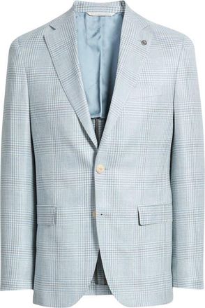 Jack Victor Midland Contemporary Fit Light Blue Check Wool & Silk Blend Sport Coat at Nordstrom, Size 48