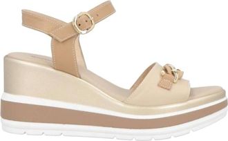Nero Giardini Womens Chain Ankle Strap Platform Wedge Sandal In Nude