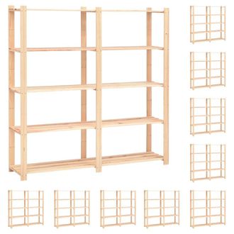 Berkfield Home 5-Tier Storage Racks 10 pcs 170x38x170 cm Solid Pinewood 500 kg in Beige | Size: 170 x 38 x 170 cm