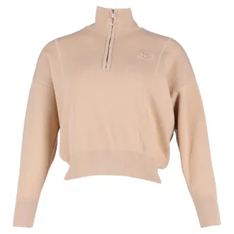 Sandro Embroidered Half-Zip Sweater in Beige Cotton