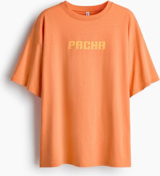H&M Oversized T-Shirt mit Printmotiv - Orange