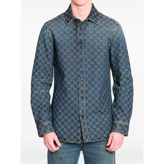 Gucci Gg Jacquard Denim Shirt