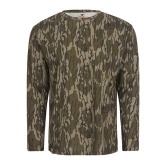 Mossy Oak Mens Camo Long Sleeve Hunting Shirt, Cotton Blend Camouflage Lightweight Shirt for Turkey Hunting, Fishing, Hiking, Original Bottomland, Large