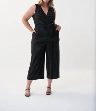 Joseph Ribkoff Pinstripe Sleeveless Jumpsuit In Black