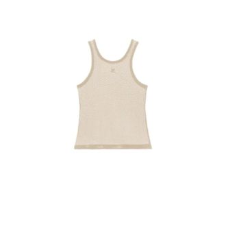 Courr&egrave;ges Tops, Heren, Beige, S, Mesh D&eacute;bardeur T-shirt