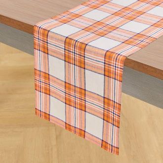 Solino Home Linen Table Runner for Dining Table, Holiday and Everyday Table Decor - Orange Plaid at Nordstrom, Size Xx-Small