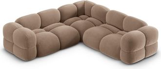 Cosmopolitan Design Sof&aacute; esquinero 4 plazas terciopelo beige oscuro