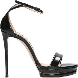 Casadei Julia Zwarte Laksleren Sandalen - Dames - Sandalen met hakken - Zwart - 40 EU - Leer - Schoenen