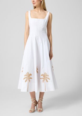 Staud Womens Wells embroidered poplin dress