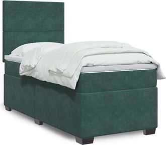 vidaXL Vidaxl - Cama Box Spring Con Colch&oacute;n Terciopelo Verde Oscuro 90x200 Cm