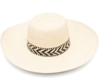 Borsalino interwoven panama hat - women - Straw - M - Neutrals