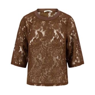 Zusss Top lange mouw - Dames - Blouses & Shirts - Bruin - Maat: 2XL