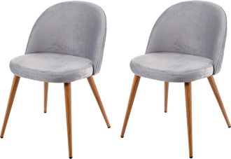Hhg Nunca Usado] Lote De 2 Sillas De Comedor Hhg 097, Silla Silla De Cocina Dise&ntilde;o Retro A&ntilde;os 50, Terciopelo, Gris Claro