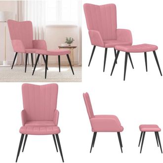 vidaXL Poltrona Relax con Sgabello Rosa in Velluto - Sgabello - Velluto rosa