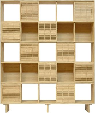 Naan Furniture Estantería de madera maciza natural 10 puertas 160 cm sin barnizar